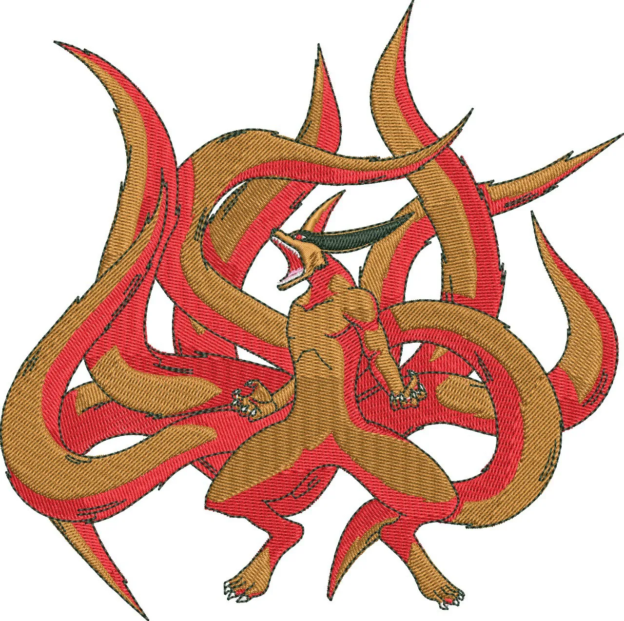  Kurama Nine Tails Embroidered Design  embroidery pattern preview