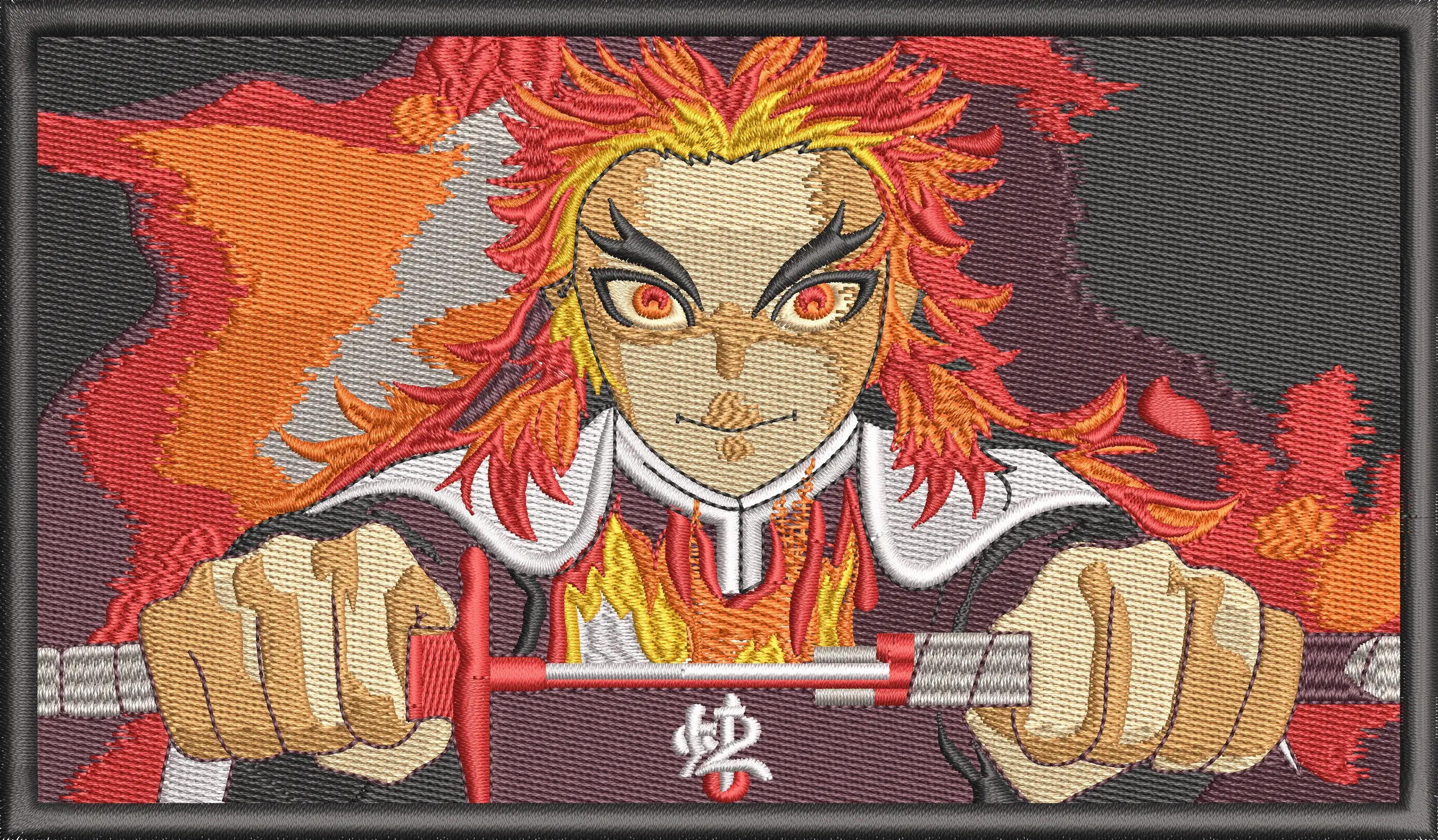  Kyojuro Rengoku with Flame Sword Embroidery  embroidery pattern preview