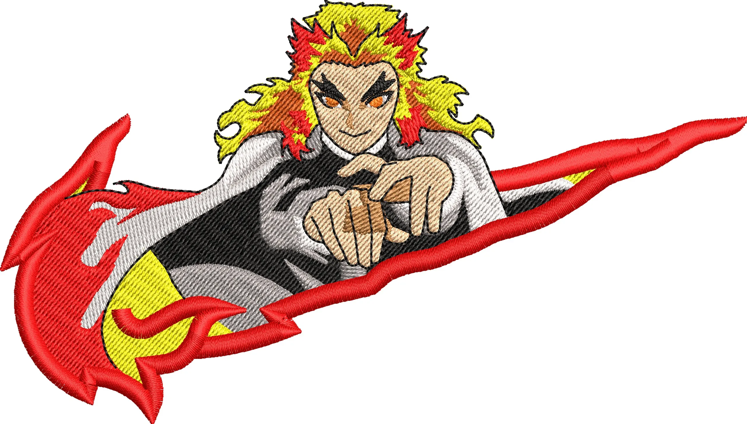  Kyojuro Rengoku with Flame Trail Embroidery  embroidery pattern preview