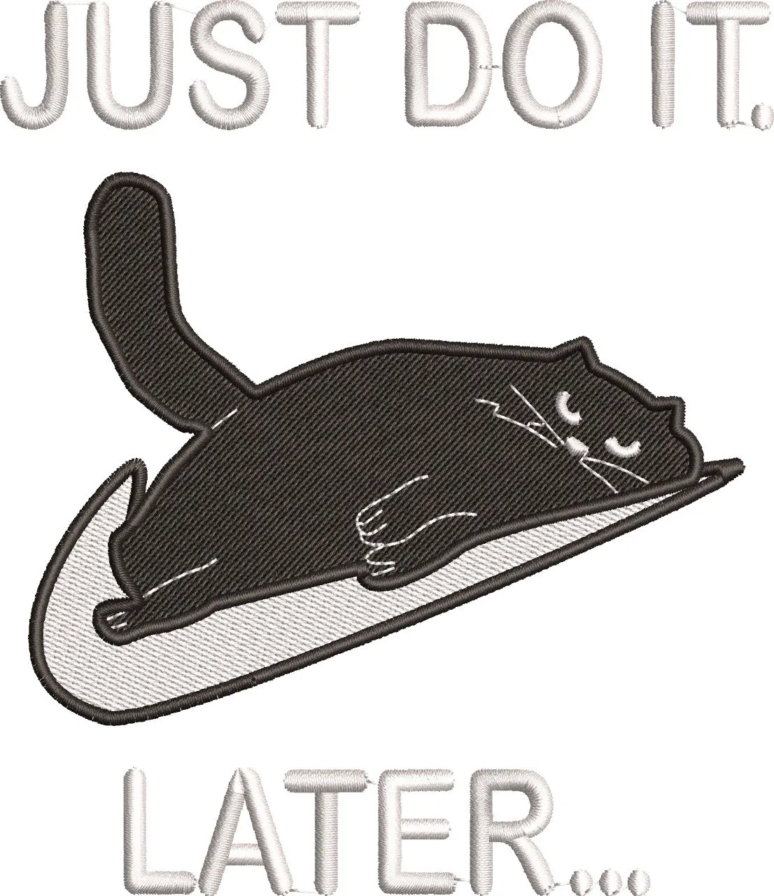  Lazy Black Cat Just Do It Later  embroidery pattern preview