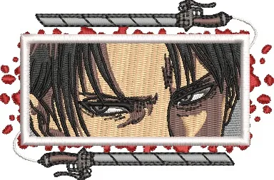  Levi Ackerman Close Up with Blades and Blood  embroidery pattern preview