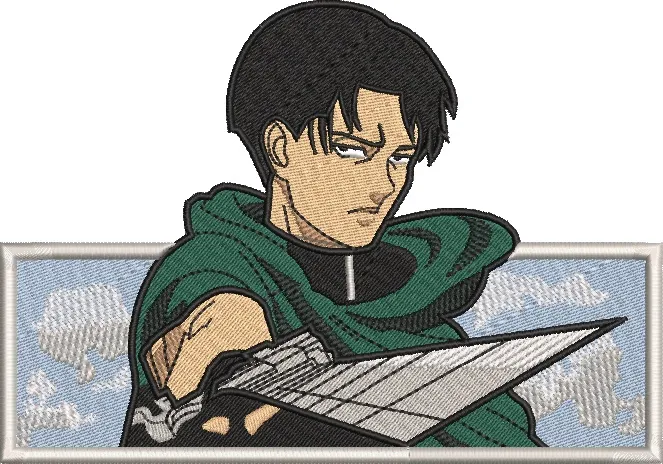  Levi Ackerman with Sword Embroidery Patch  embroidery pattern preview