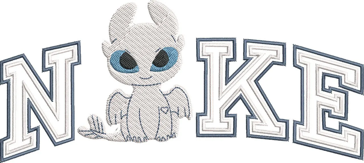  Light Fury with Nike Lettering  embroidery pattern preview