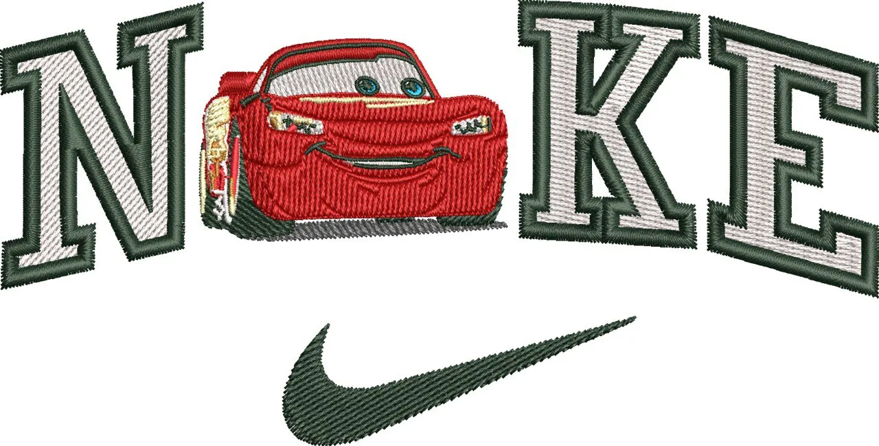  Lightning McQueen in Nike Parody Logo  embroidery pattern preview