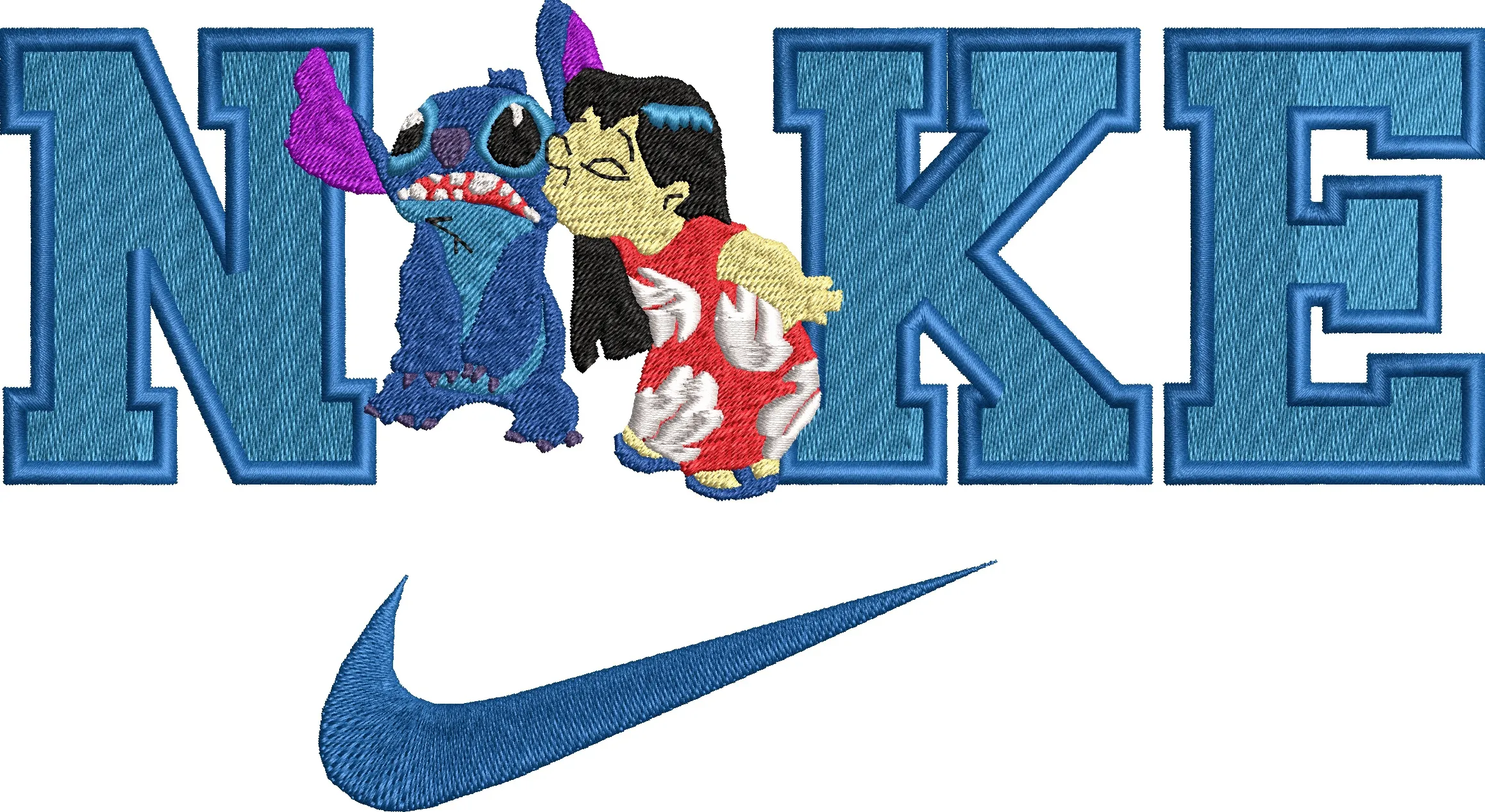  Lilo and Stitch Hug with Nike Logo  embroidery pattern preview