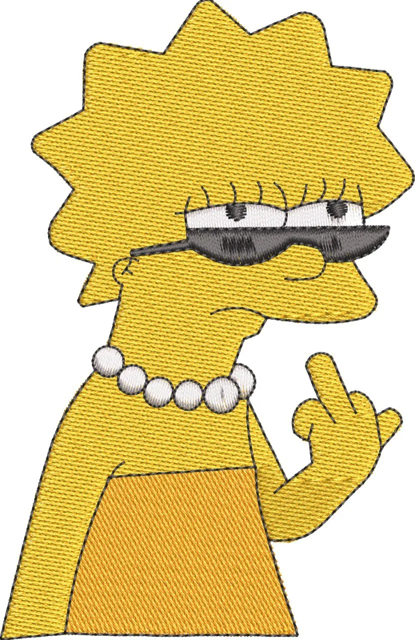  Lisa Simpson Attitude Sunglasses Middle Finger Embroidery  embroidery pattern preview