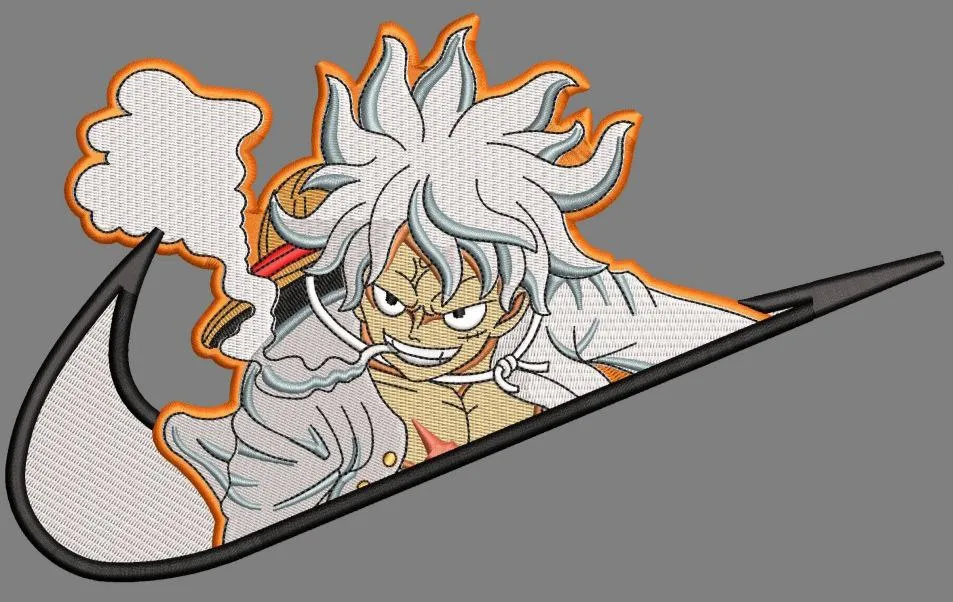  Luffy Gear Fifth in Nike Swoosh  embroidery pattern preview