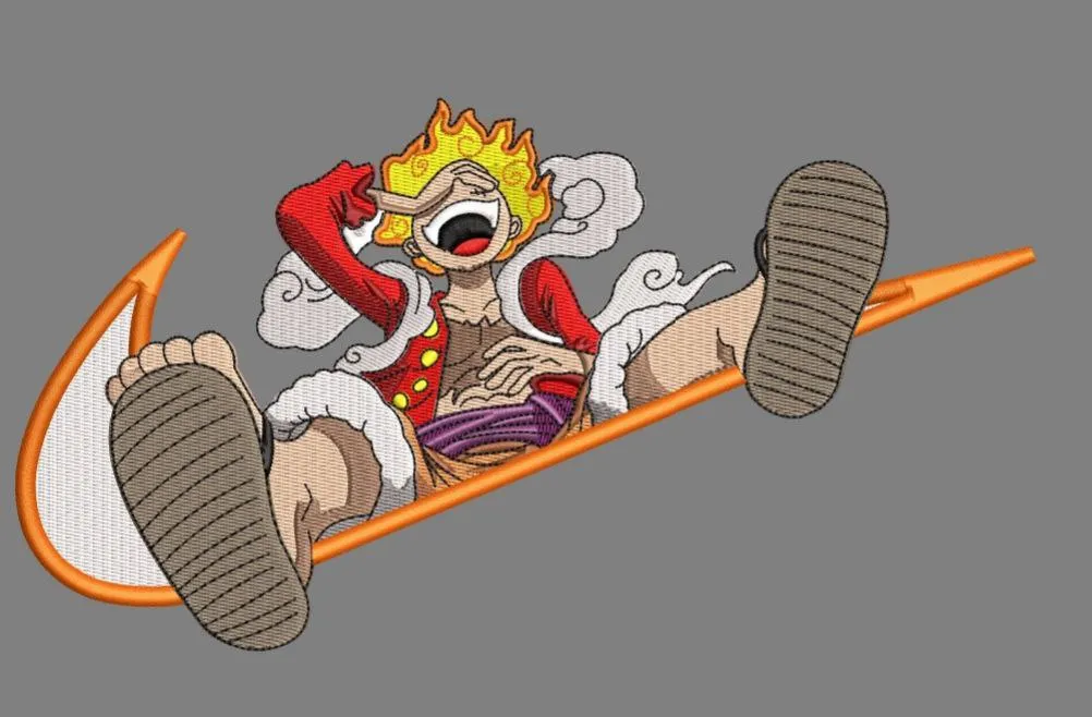  Luffy Gear Fifth with Nike Swoosh  embroidery pattern preview