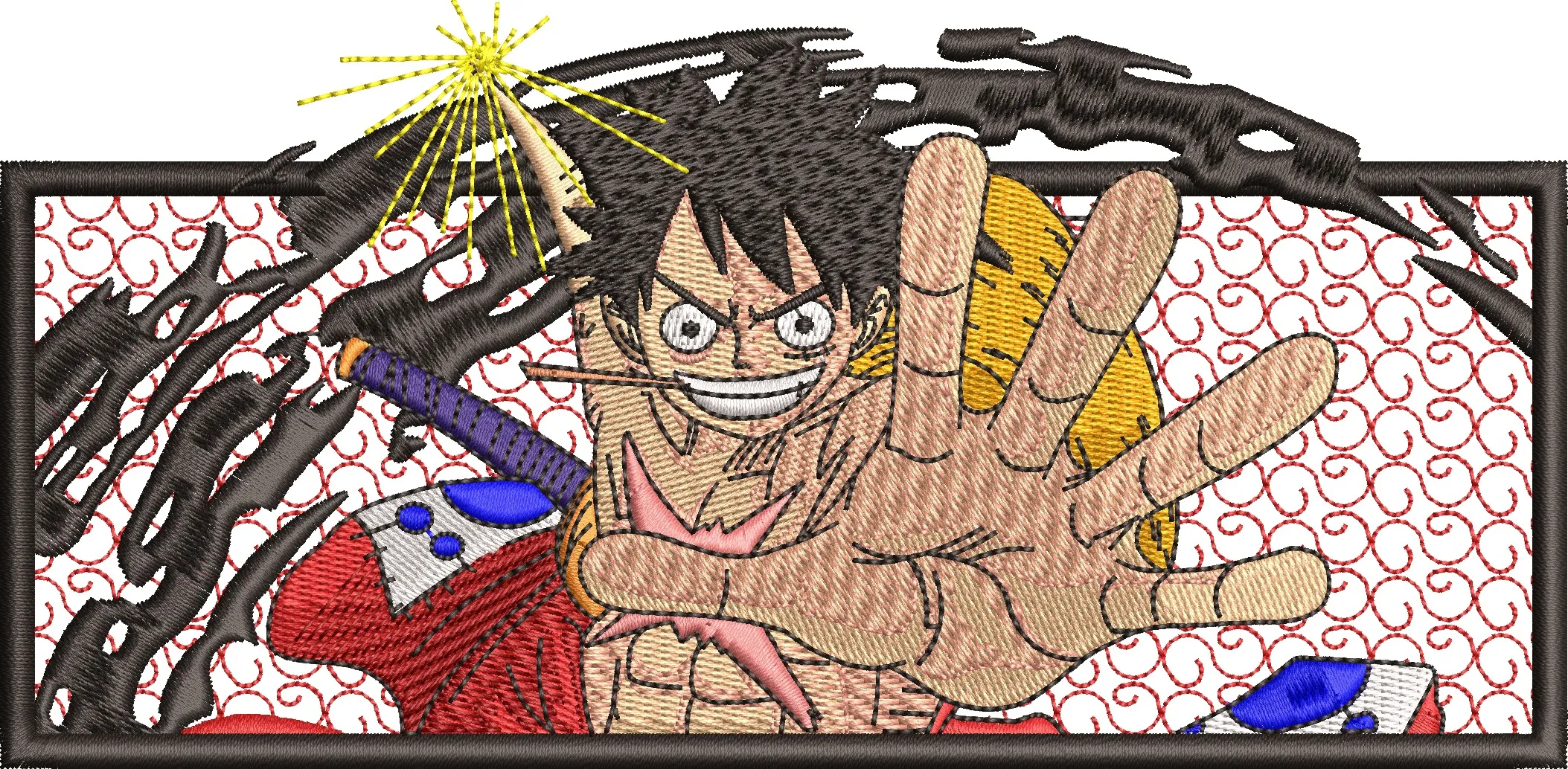  Luffy Gear Fourth Embroidered Patch  embroidery pattern preview