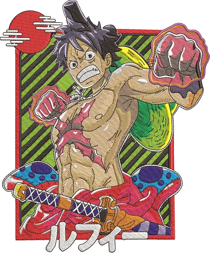  Luffy Gear Fourth Embroidered Patch Style  embroidery pattern preview