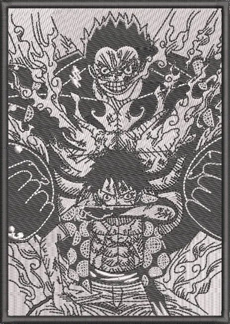  Luffy Gear Fourth Snakeman with Kaido Silhouette  embroidery pattern preview