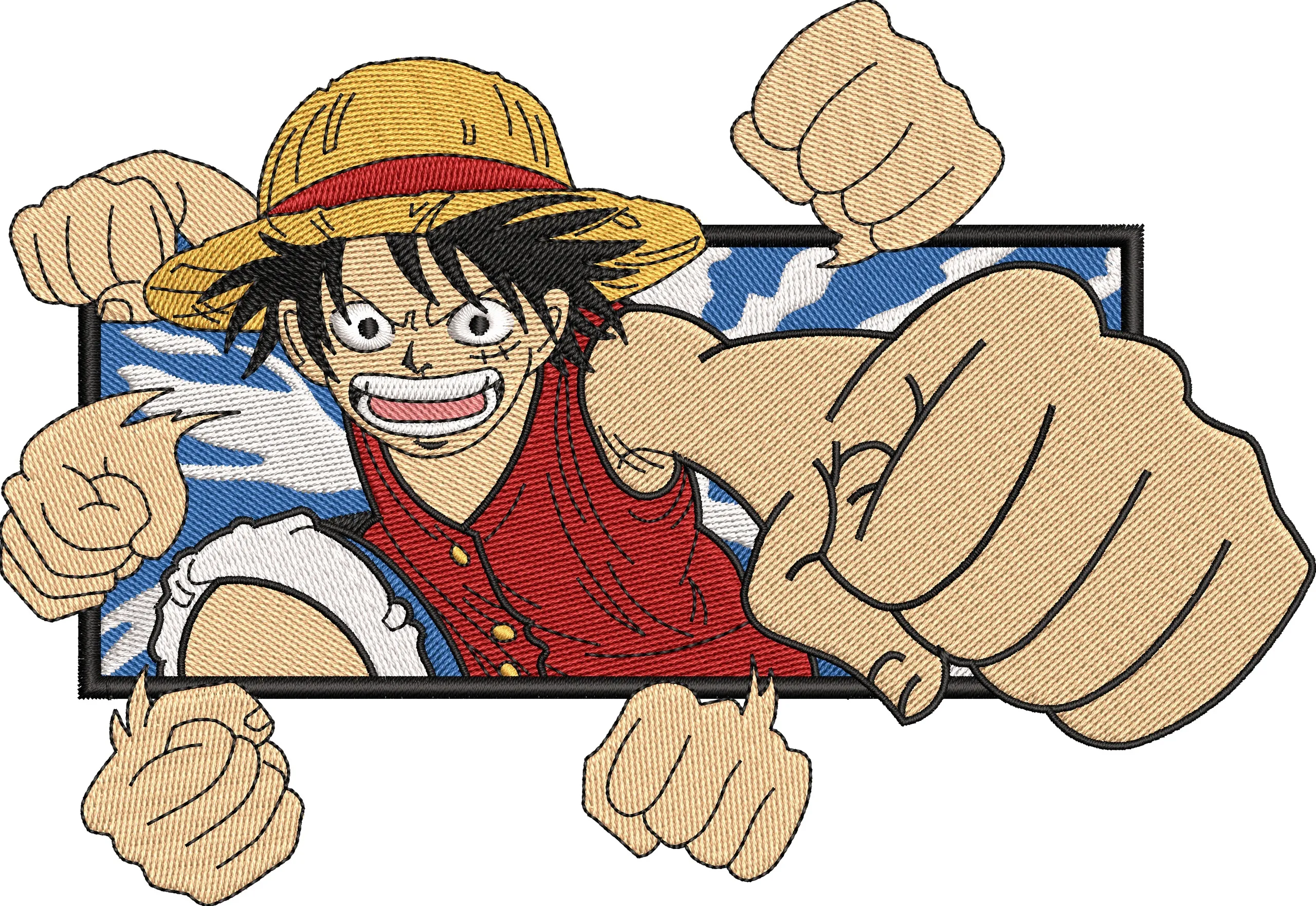  Luffy Punching Through Frame  embroidery pattern preview