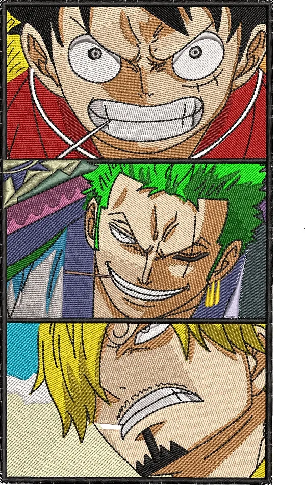  Luffy Zoro Sanji Embroidered Panel  embroidery pattern preview