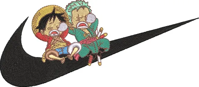  Luffy and Zoro Sleeping on Nike Logo  embroidery pattern preview