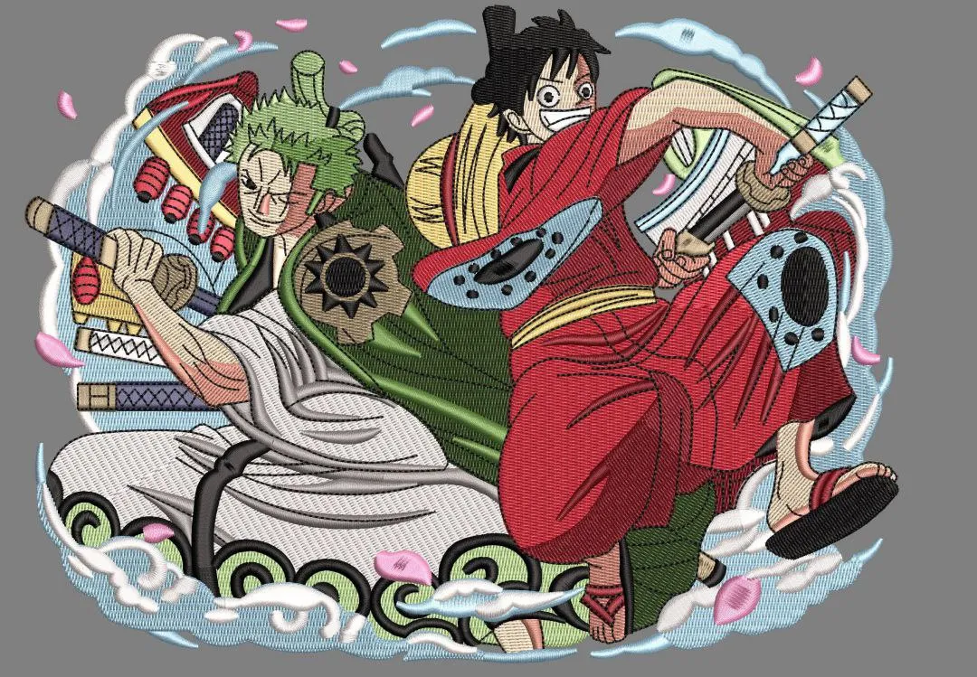  Luffy and Zoro Wano Embroidery  embroidery pattern preview