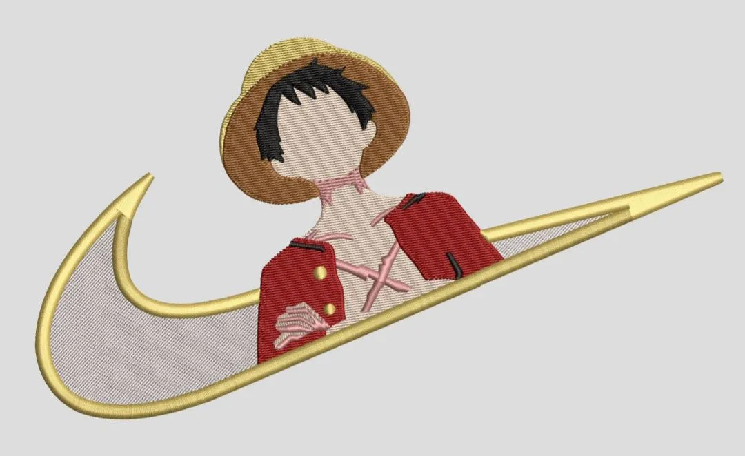  Luffy in Gold Nike Swoosh  embroidery pattern preview