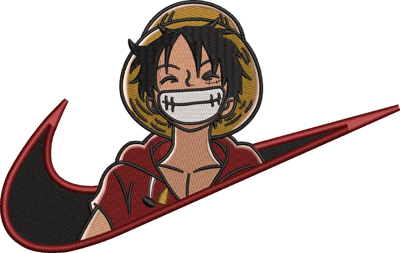  Luffy in Nike Swoosh  embroidery pattern preview