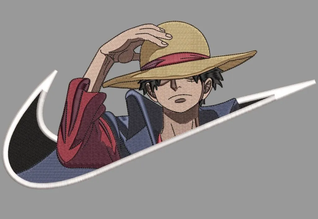  Luffy in Nike Swoosh Embroidery  embroidery pattern preview