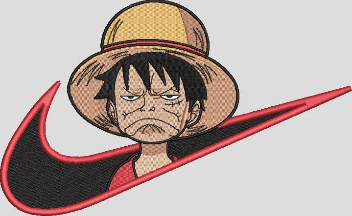  Luffy with Nike Swoosh Embroidery  embroidery pattern preview
