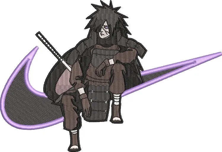  Madara Uchiha Sitting on Purple Nike Logo  embroidery pattern preview