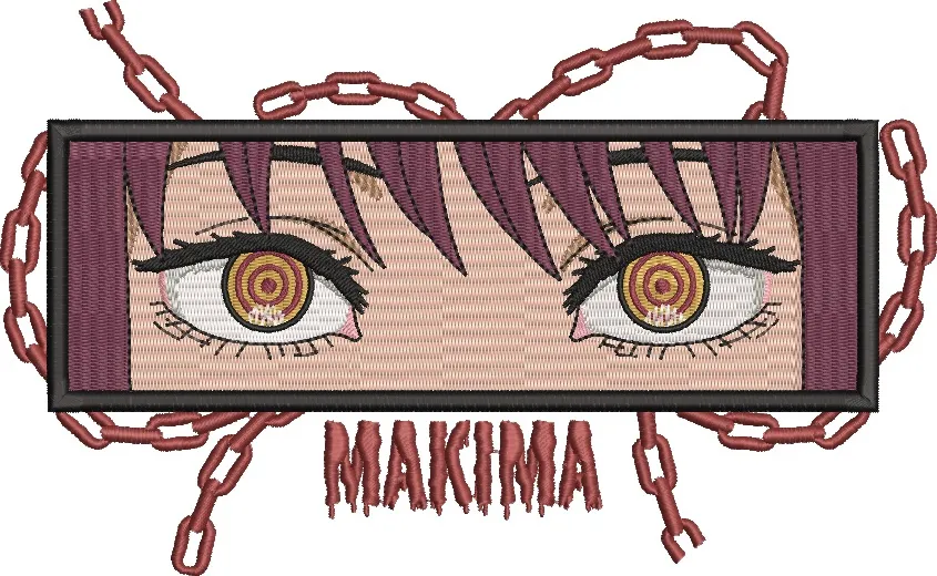  Makima Eyes with Chains Embroidered Patch  embroidery pattern preview