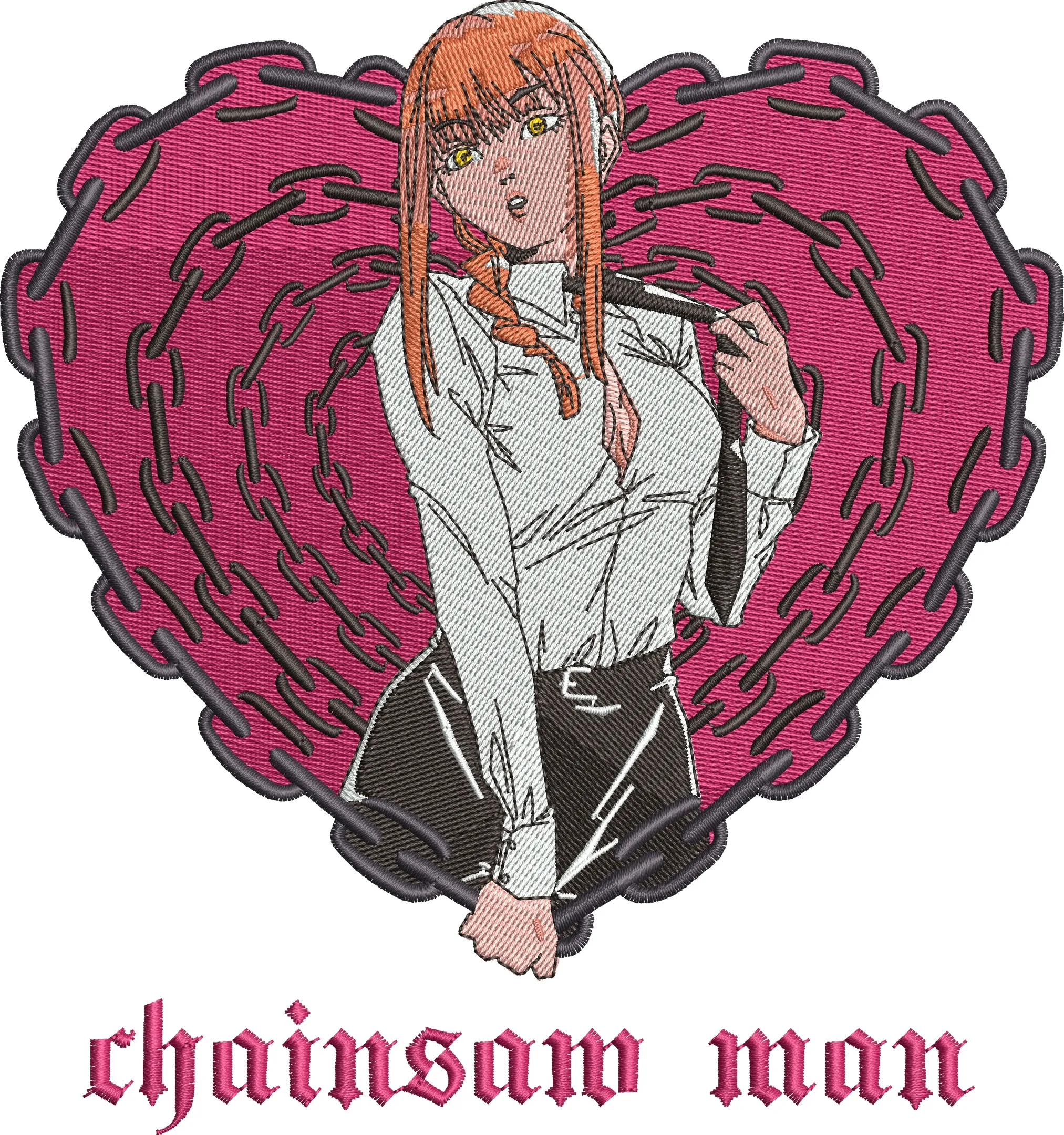  Makima with Heart Shaped Chains Chainsaw Man  embroidery pattern preview