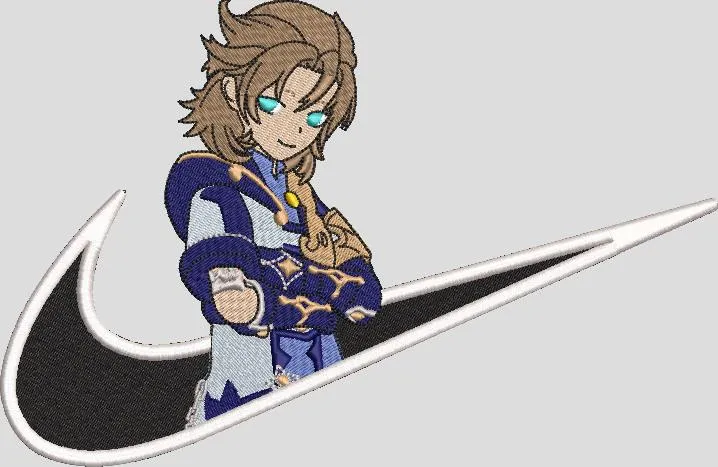  Male Anime Character in Nike Swoosh  embroidery pattern preview