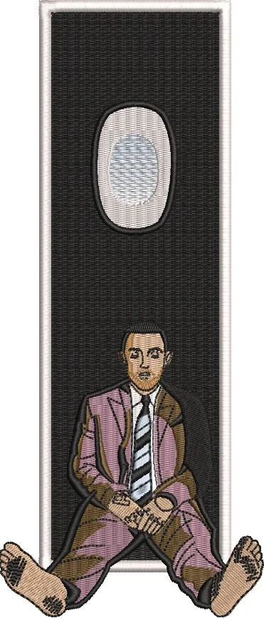  Man Sitting in Front of VHS Tape  embroidery pattern preview