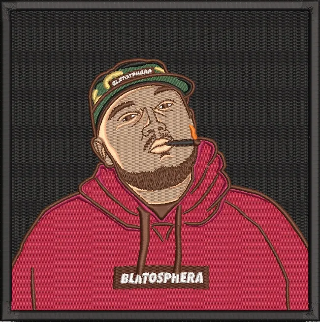  Man in Red Hoodie with Cigar  embroidery pattern preview