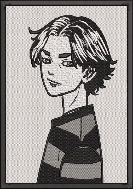  Manga Style Boy with Striped Shirt  embroidery pattern preview