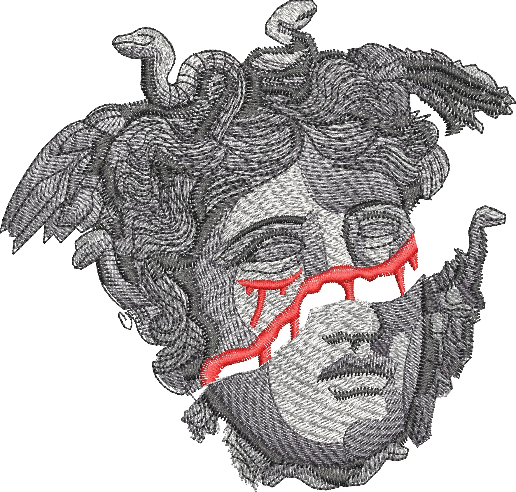  Medusa Head with Red Tear Streaks Embroidered  embroidery pattern preview