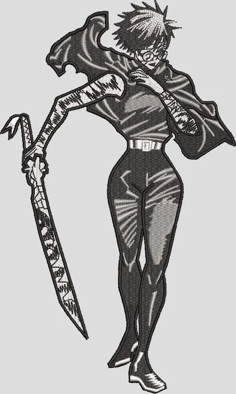  Megumi Fushiguro with Sword Embroidery Style  embroidery pattern preview