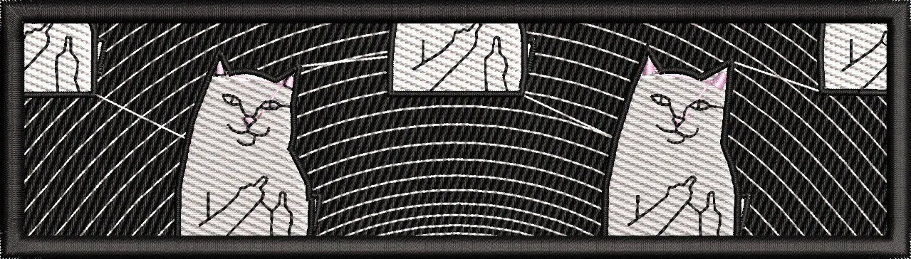  Meme Cat Double Middle Finger Patch Style  embroidery pattern preview