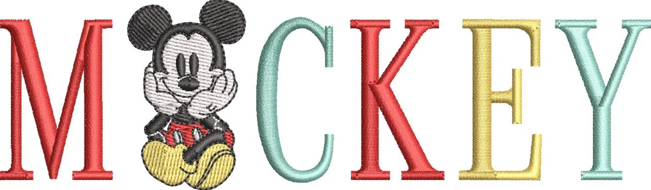  Mickey Mouse Sitting In Lettering  embroidery pattern preview
