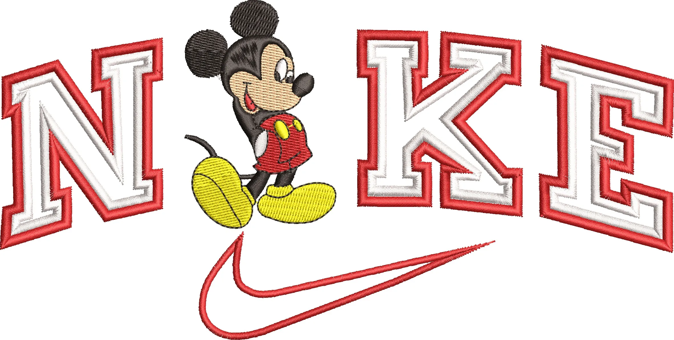  Mickey Mouse in Nike Text Embroidery  embroidery pattern preview
