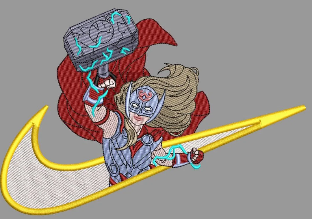  Mighty Thor with Nike Swoosh  embroidery pattern preview