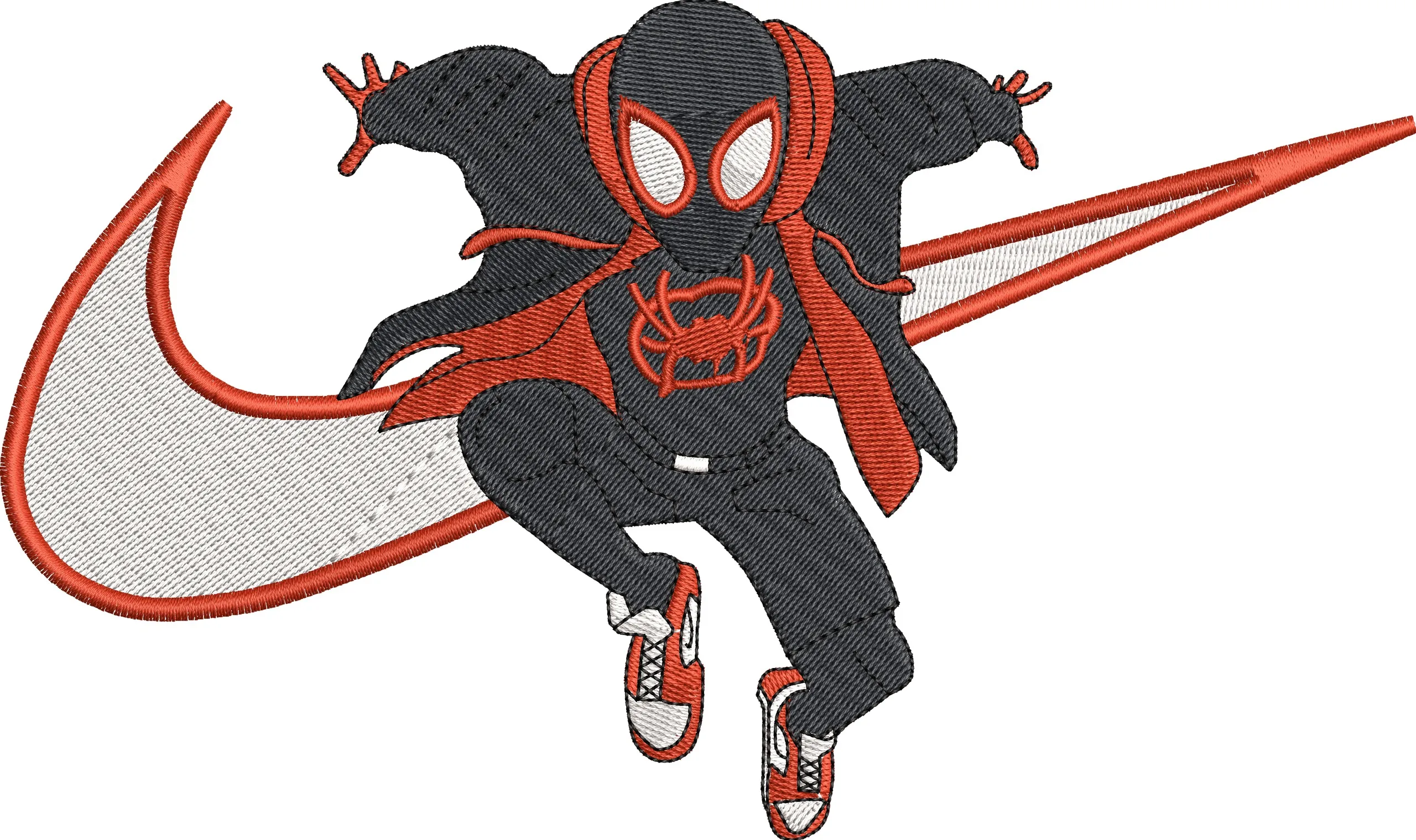  Miles Morales Spider Man with Nike Swoosh  embroidery pattern preview