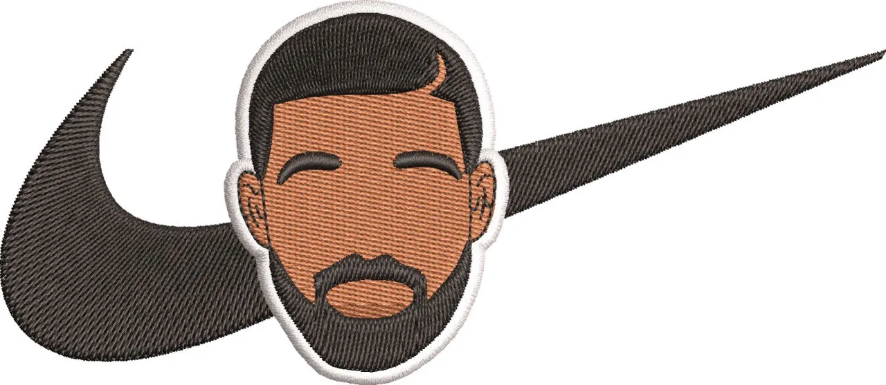  Minimalist Bearded Face with Nike Swoosh  embroidery pattern preview
