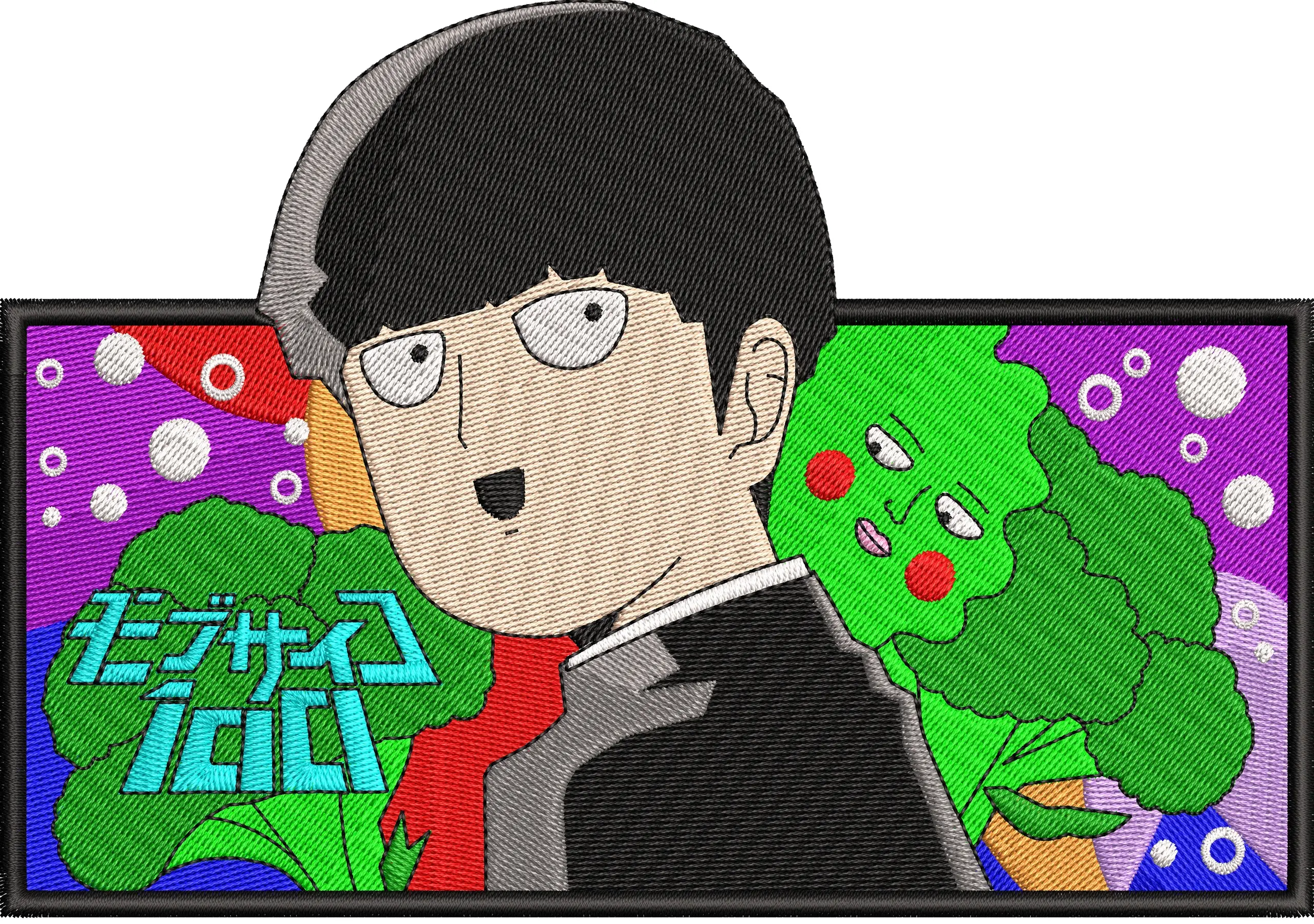  Mob Psycho 100 Mob and Dimple Embroidered Patch  embroidery pattern preview