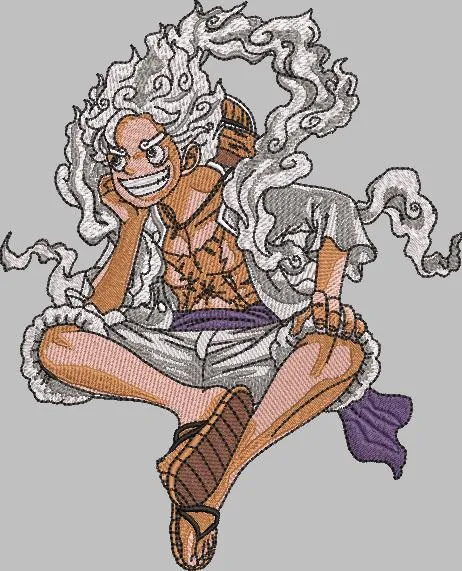  Monkey D Luffy Gear Fifth Sitting Embroidery Style  embroidery pattern preview