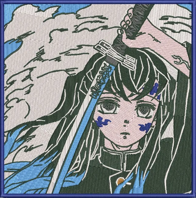  Muichiro Tokito Sword Pose Demon Slayer  embroidery pattern preview