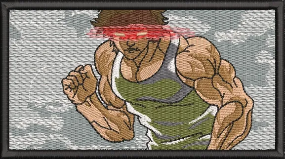  Muscular Anime Character with Laser Eyes  embroidery pattern preview