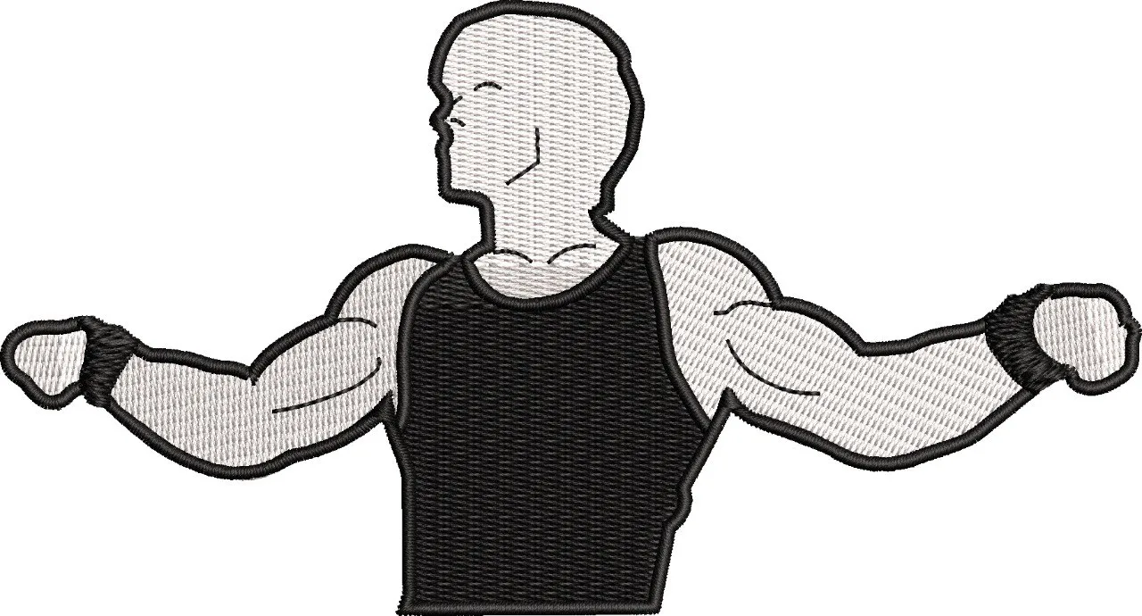  Muscular Boxer Silhouette in Black Tank  embroidery pattern preview