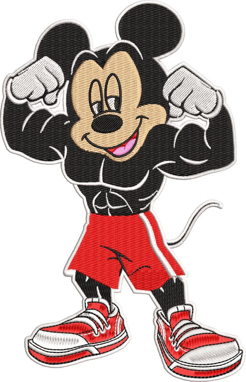  Muscular Mickey Mouse Flexing  embroidery pattern preview
