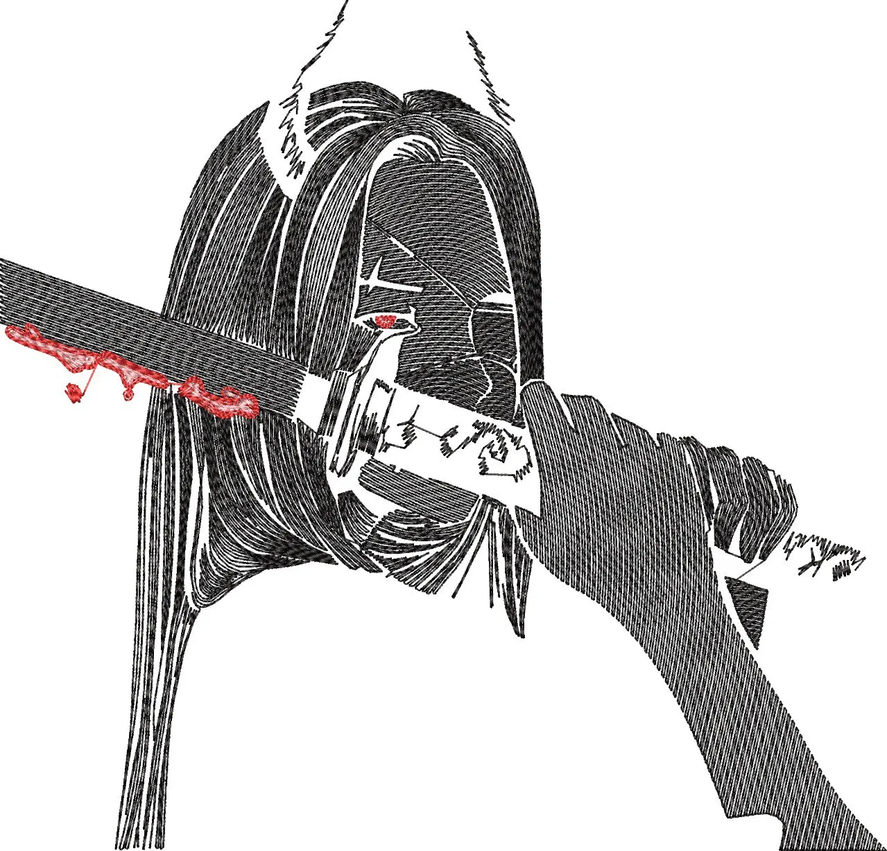  Mysterious Sword Wielder with Blood Splatter  embroidery pattern preview
