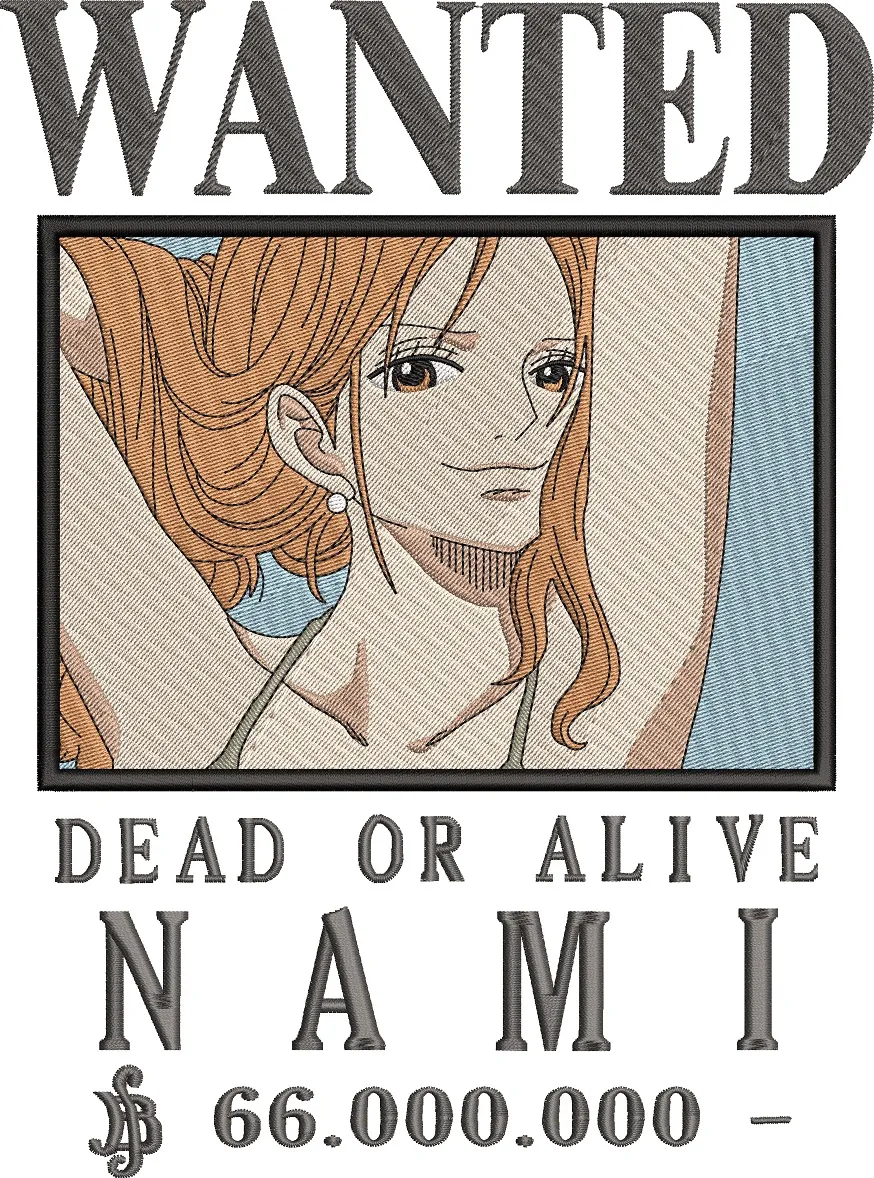  Nami Wanted Poster Embroidery  embroidery pattern preview