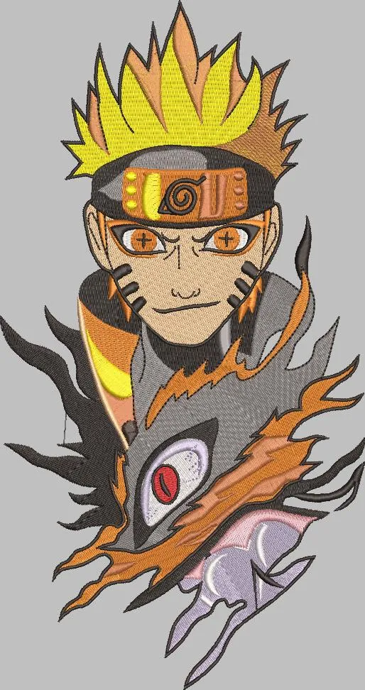  Naruto and Kurama Chakra Mode Embroidered Patch  embroidery pattern preview