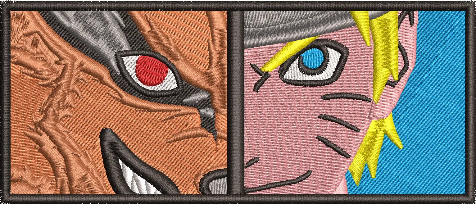  Naruto and Kurama Split Face Embroidery  embroidery pattern preview