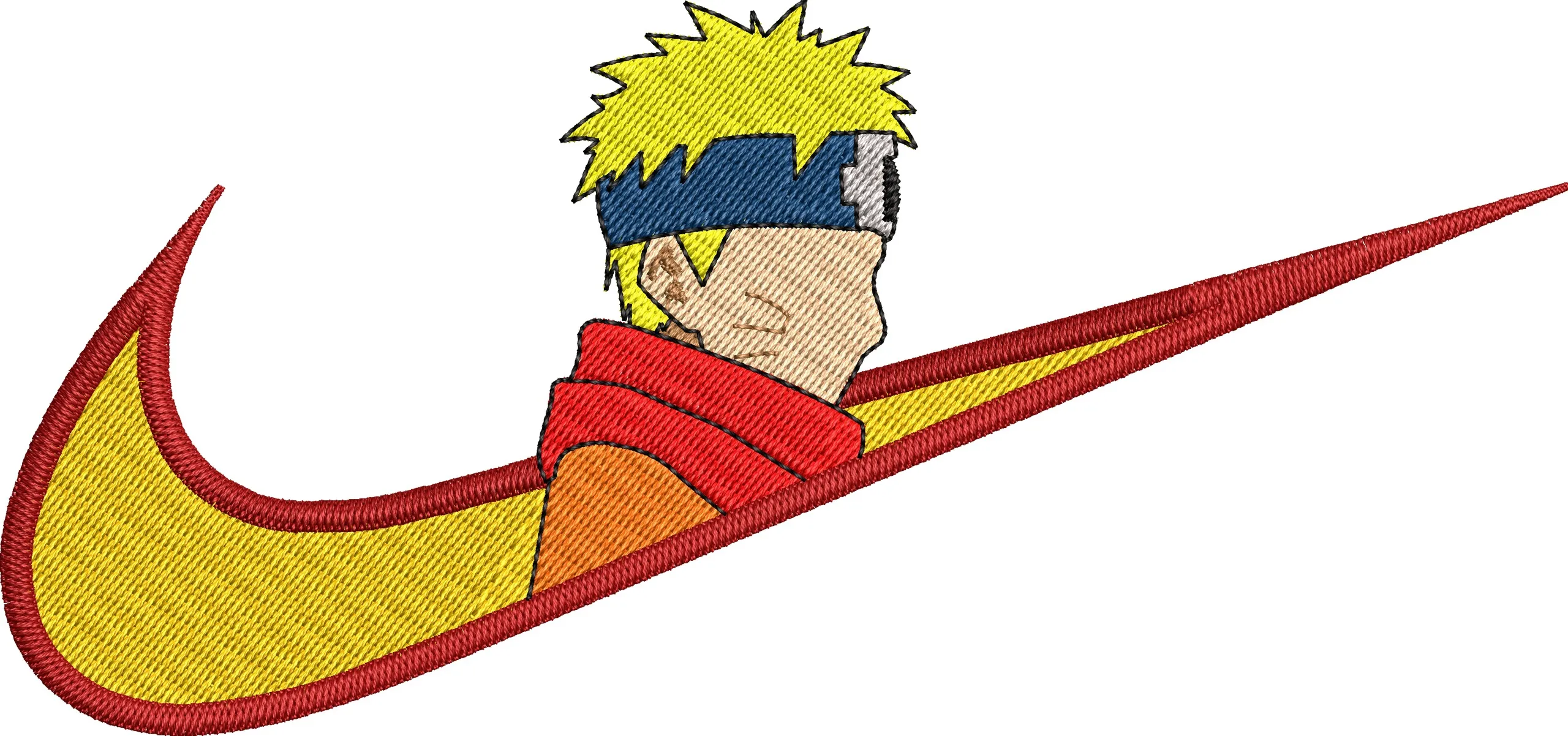 Naruto with Nike Swoosh Patch  embroidery pattern preview