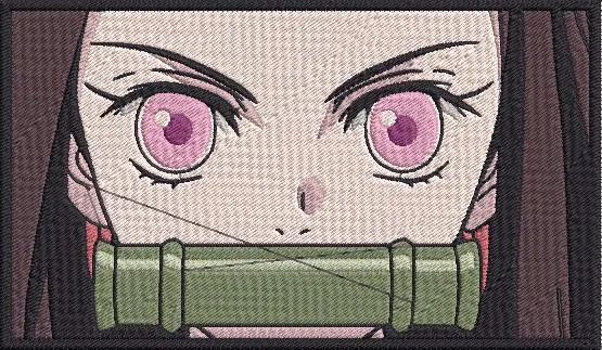  Nezuko Close Up Embroidered Patch  embroidery pattern preview